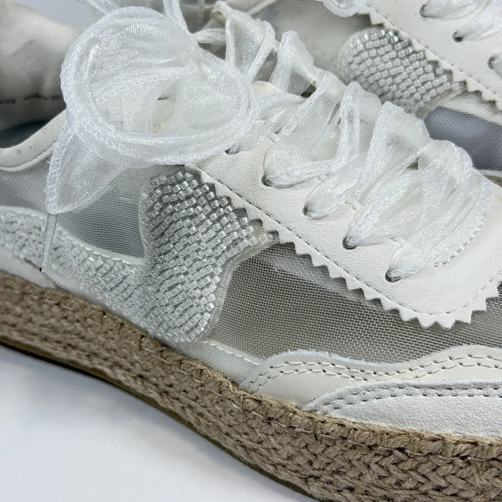 New Dolce Vita Size-9.5 Womens Notice Espadrille Sneaker in White‎ Mesh